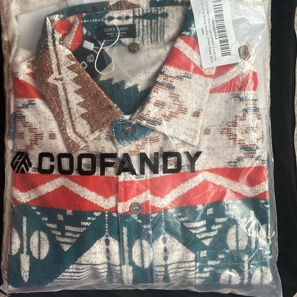 (A11) Coofandy Mens Aztec Print Button-Up Long-sleeve Shirt, Size Small, NWT - Picture 2 of 5